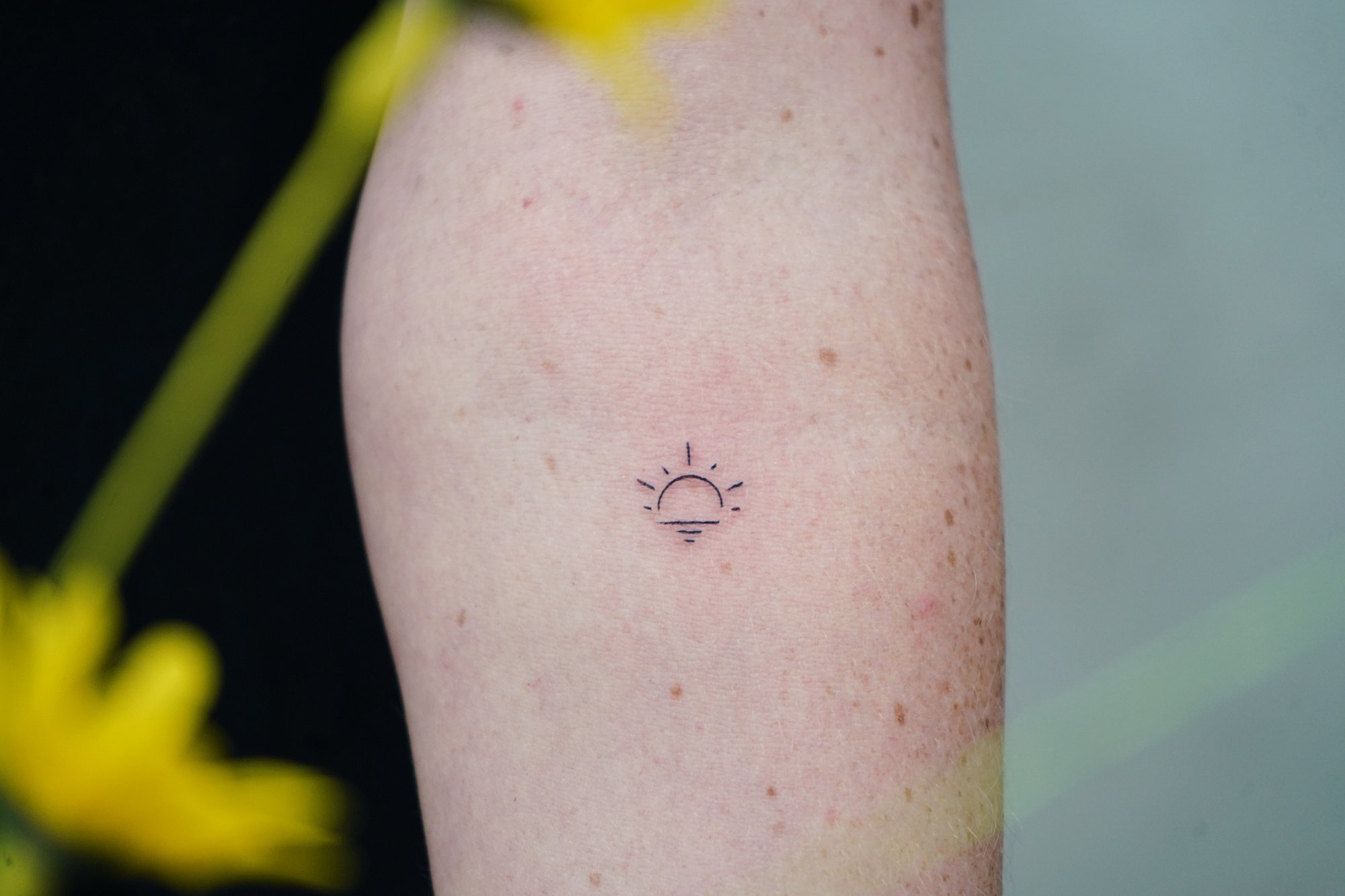 Tatuaje de palmera en zona desconocida, línea fina