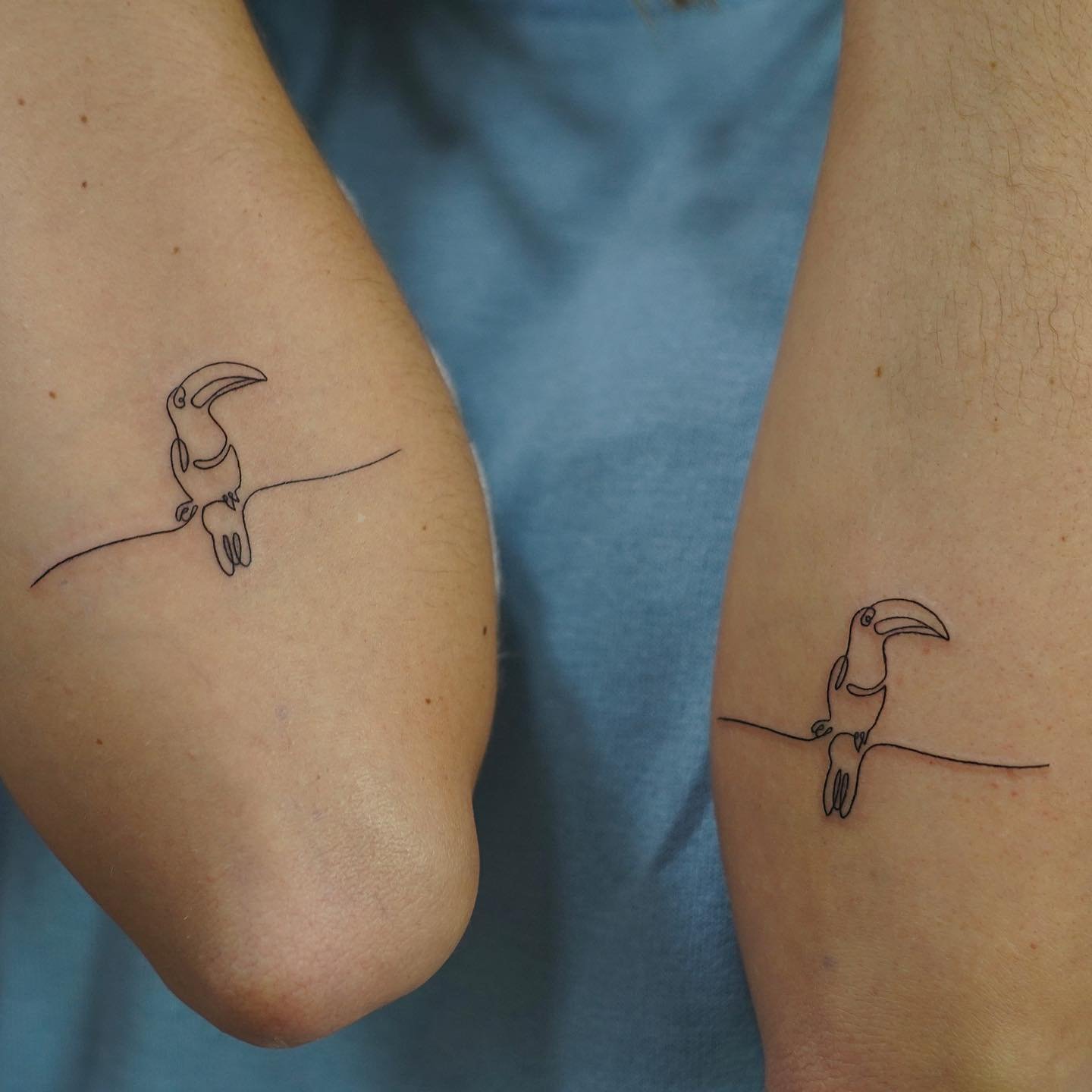 Tatuaje de ave en pierna, línea fina Sinkply Madrid