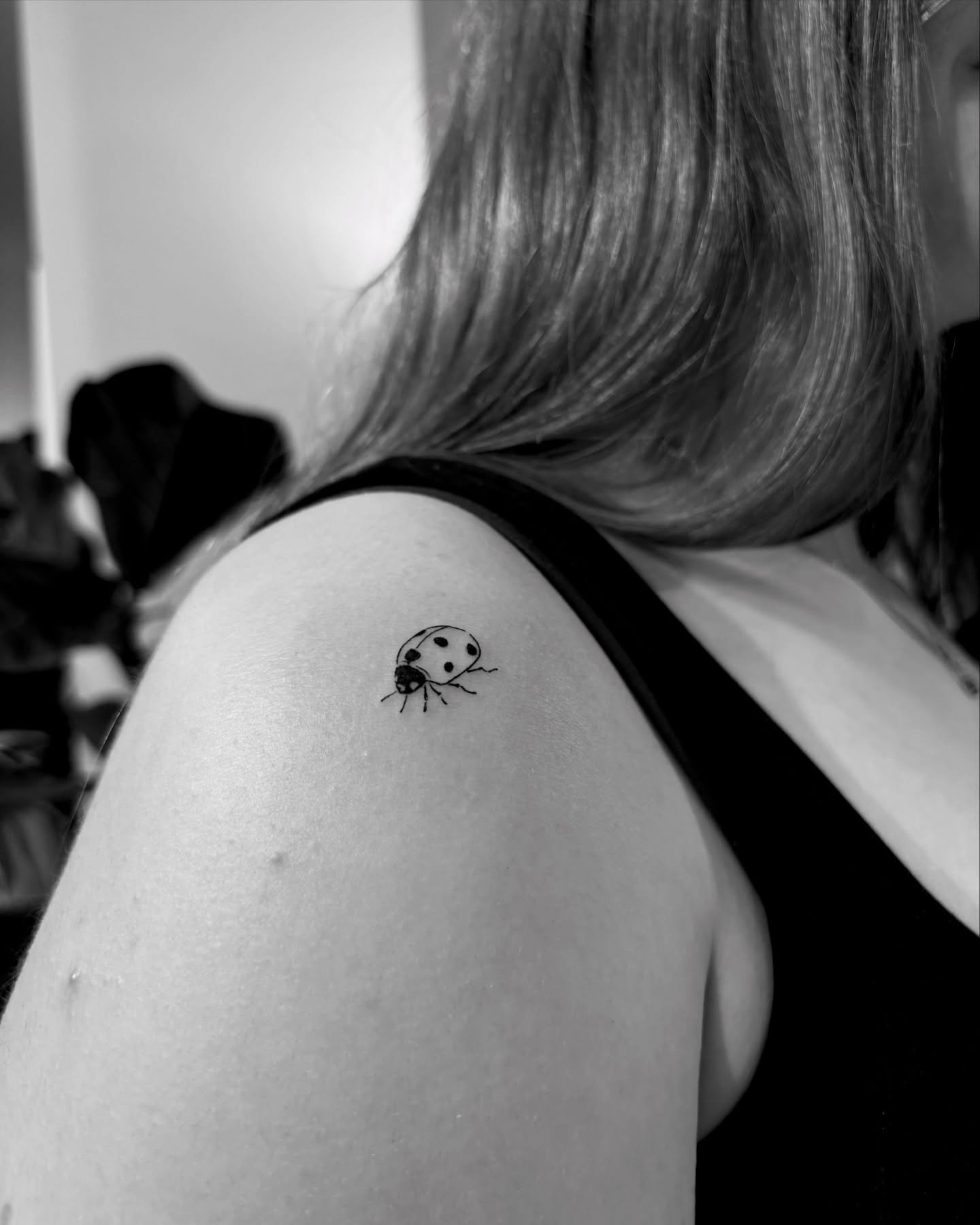 Tatuaje de insecto en hombro, línea fina Sinkply Madrid