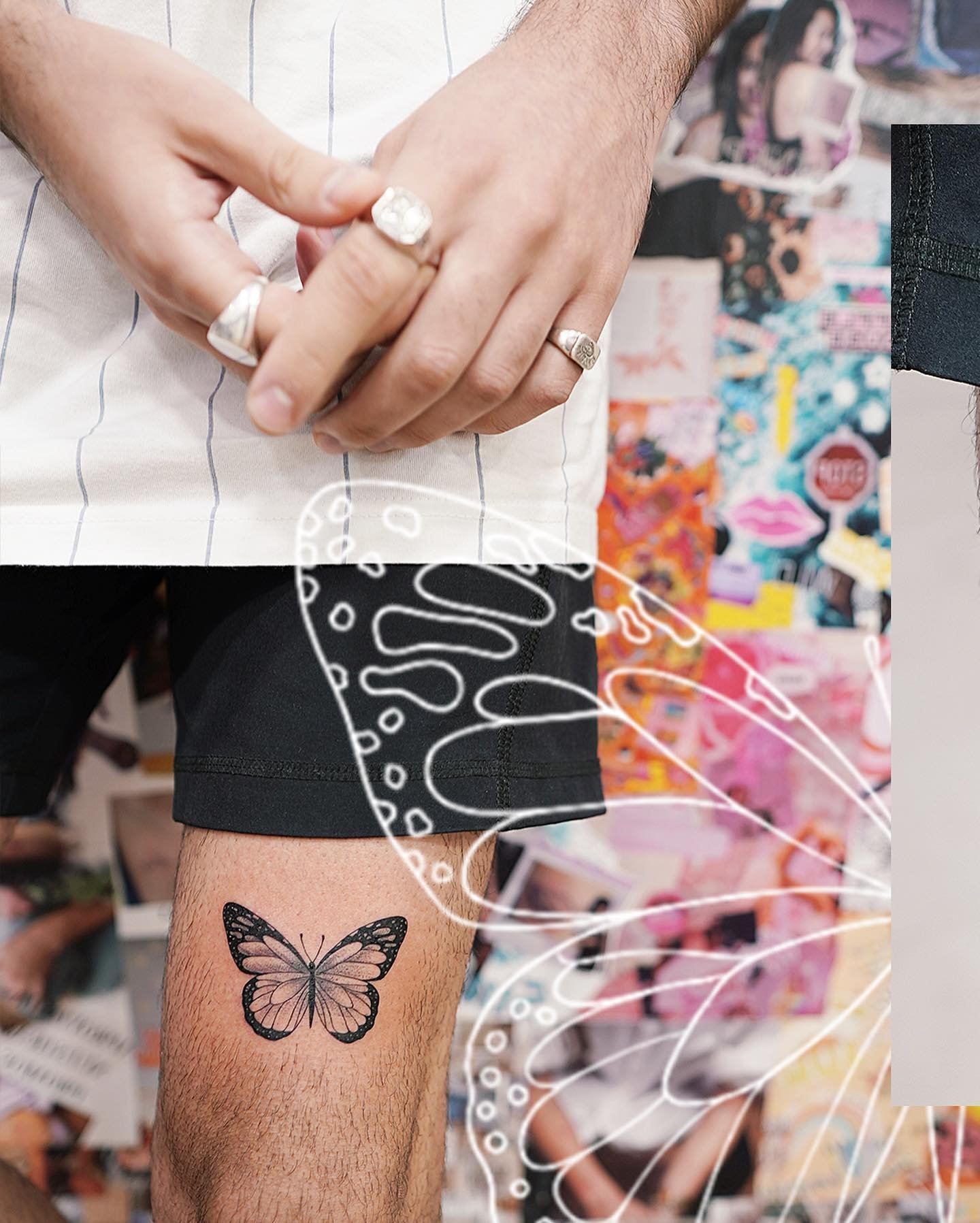 Tatuaje de mariposa en antebrazo, línea fina Sinkply Madrid