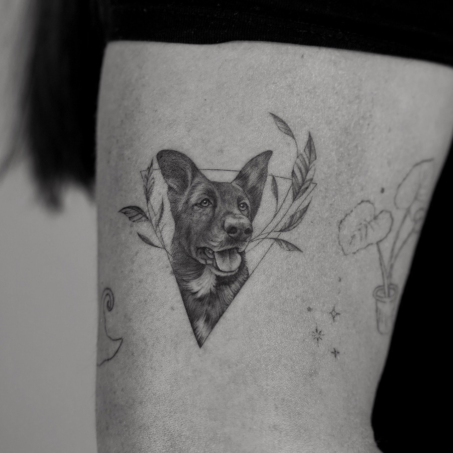 Tatuaje de pet en antebrazo, línea fina Sinkply Madrid