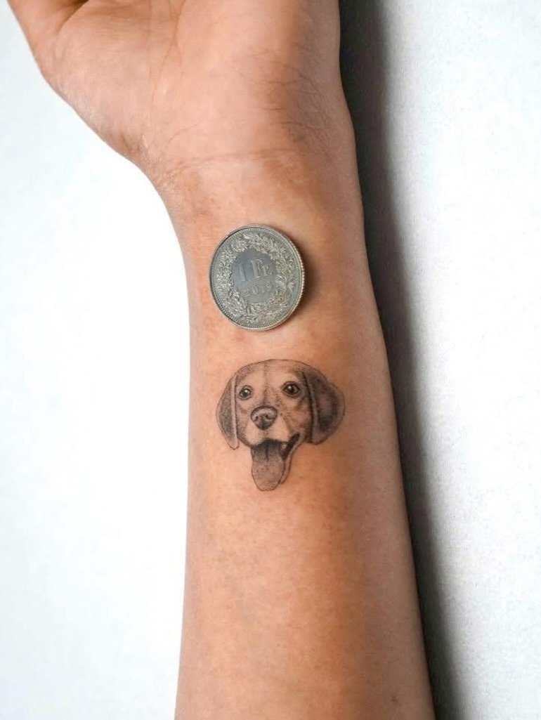 Tatuaje de pet en antebrazo, línea fina Sinkply Madrid