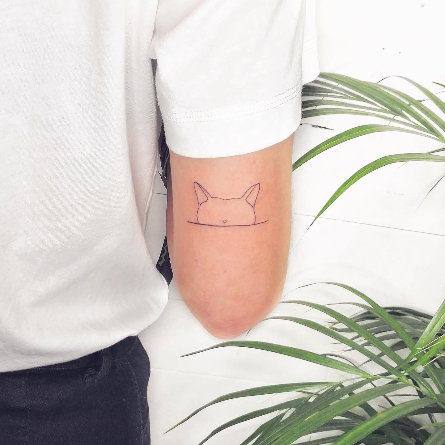 Tatuaje de pet en antebrazo, línea fina Sinkply Madrid