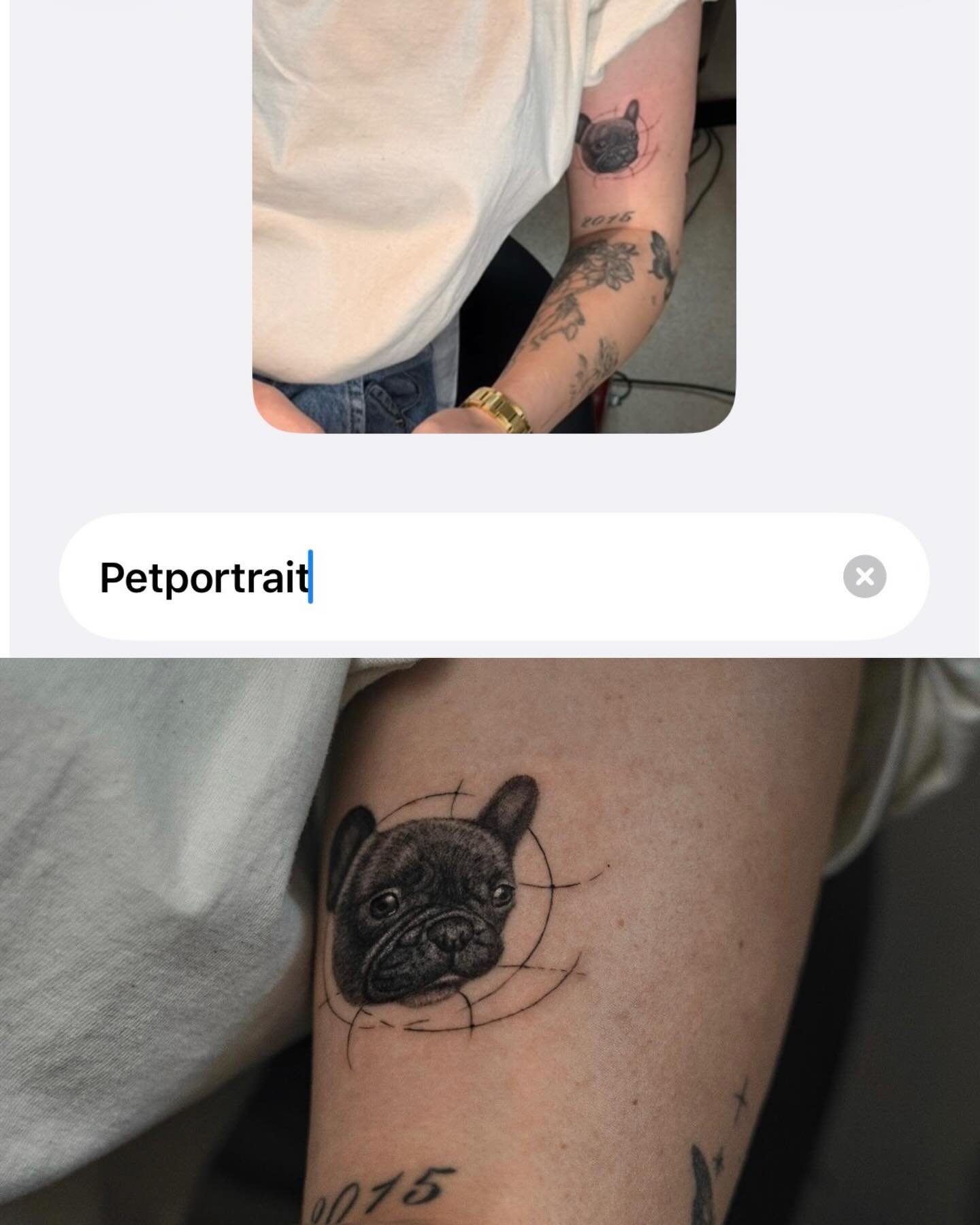Tatuaje de pet en antebrazo, línea fina Sinkply Madrid