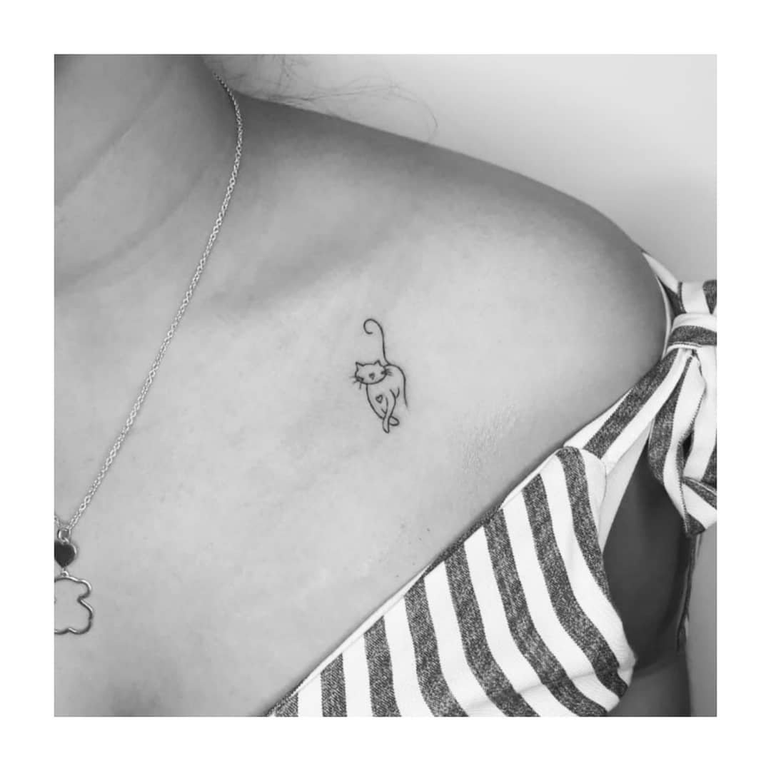 Tatuaje de pet en pecho, línea fina Sinkply Madrid
