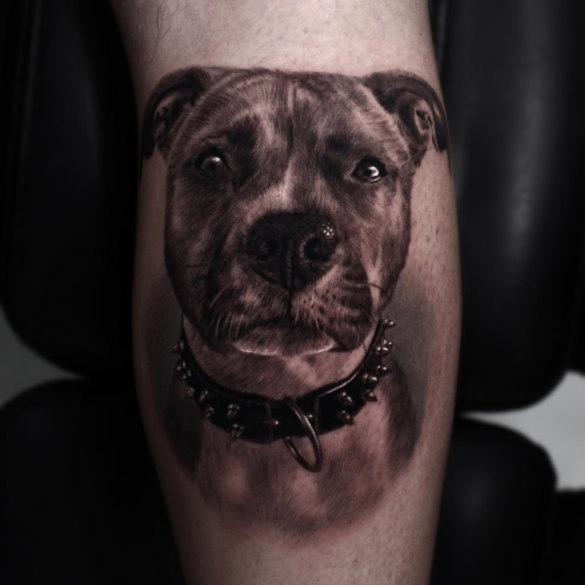 Tatuaje de pet en pierna, línea fina Sinkply Madrid