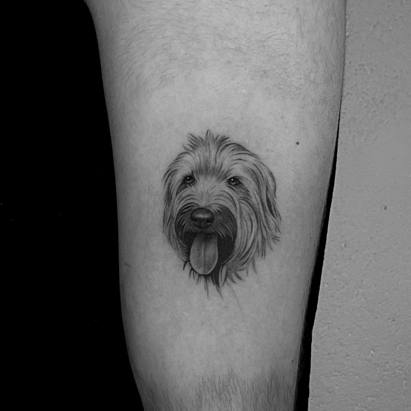 Tatuaje de pet en pierna, línea fina Sinkply Madrid