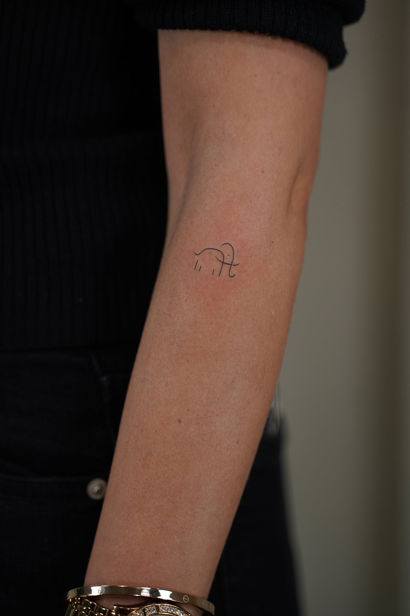 Tatuaje de elefante simple en zona desconocida, línea fina