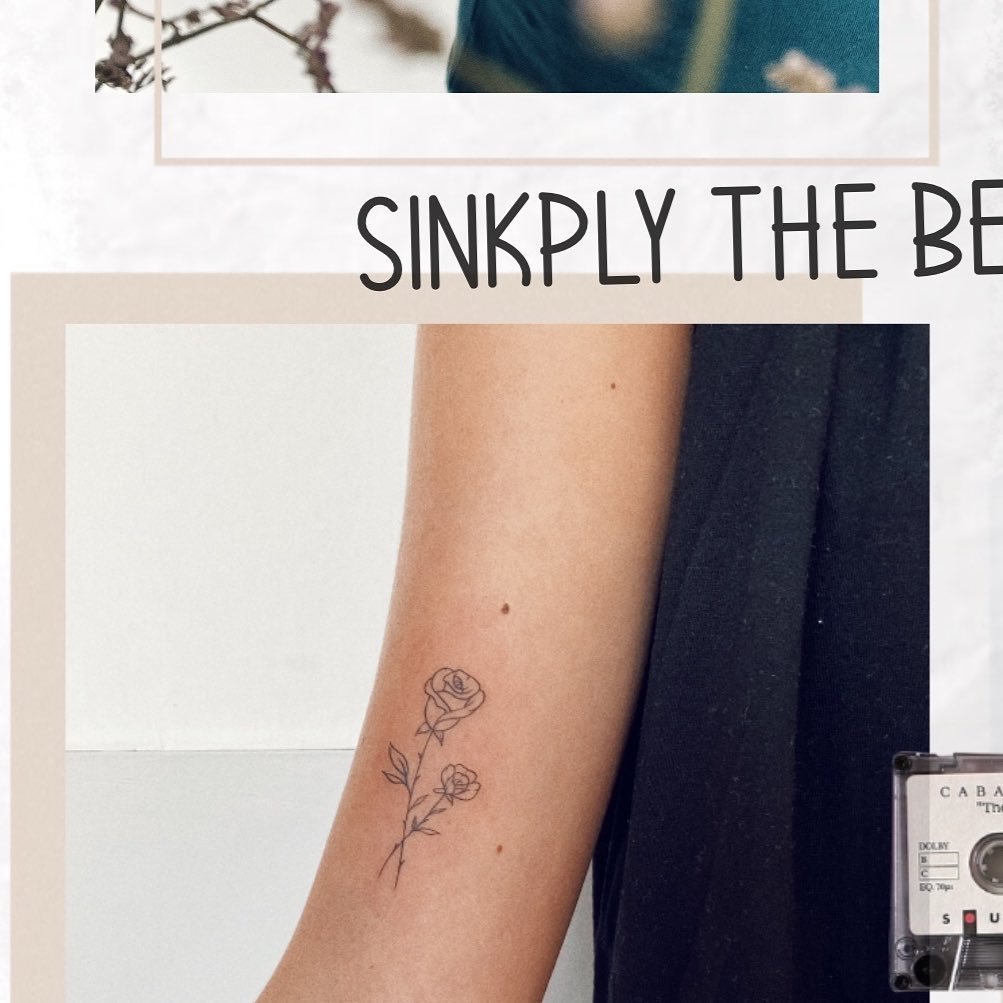 Tatuaje de flor en antebrazo, línea fina Sinkply Madrid