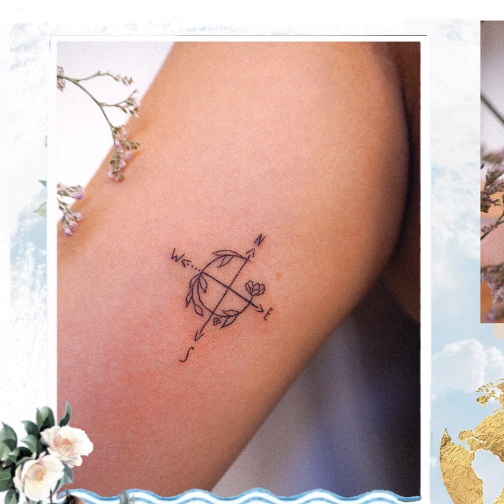 Tatuaje de flor en antebrazo, línea fina Sinkply Madrid