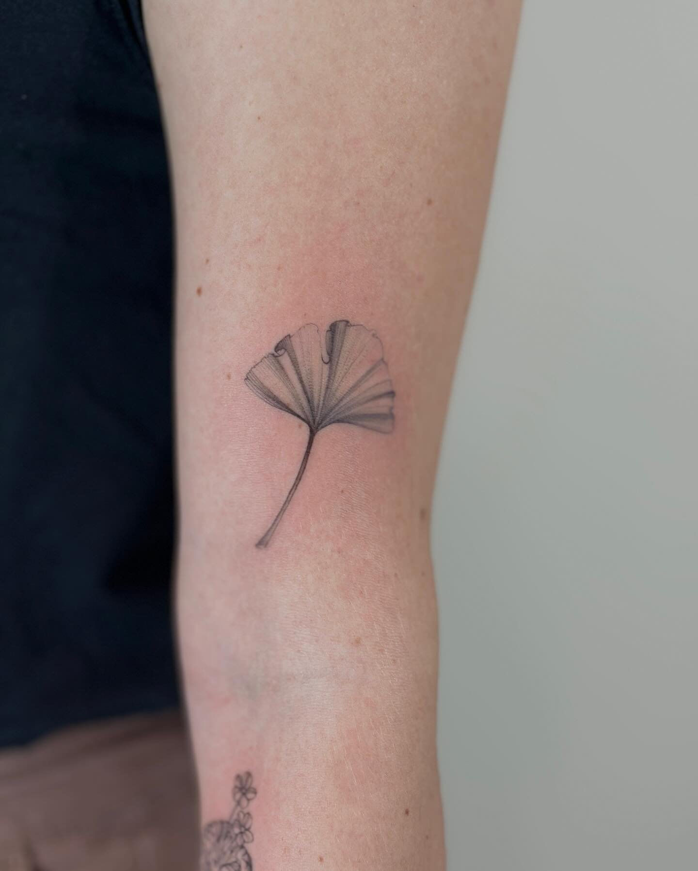 Tatuaje de flor en antebrazo, línea fina Sinkply Madrid