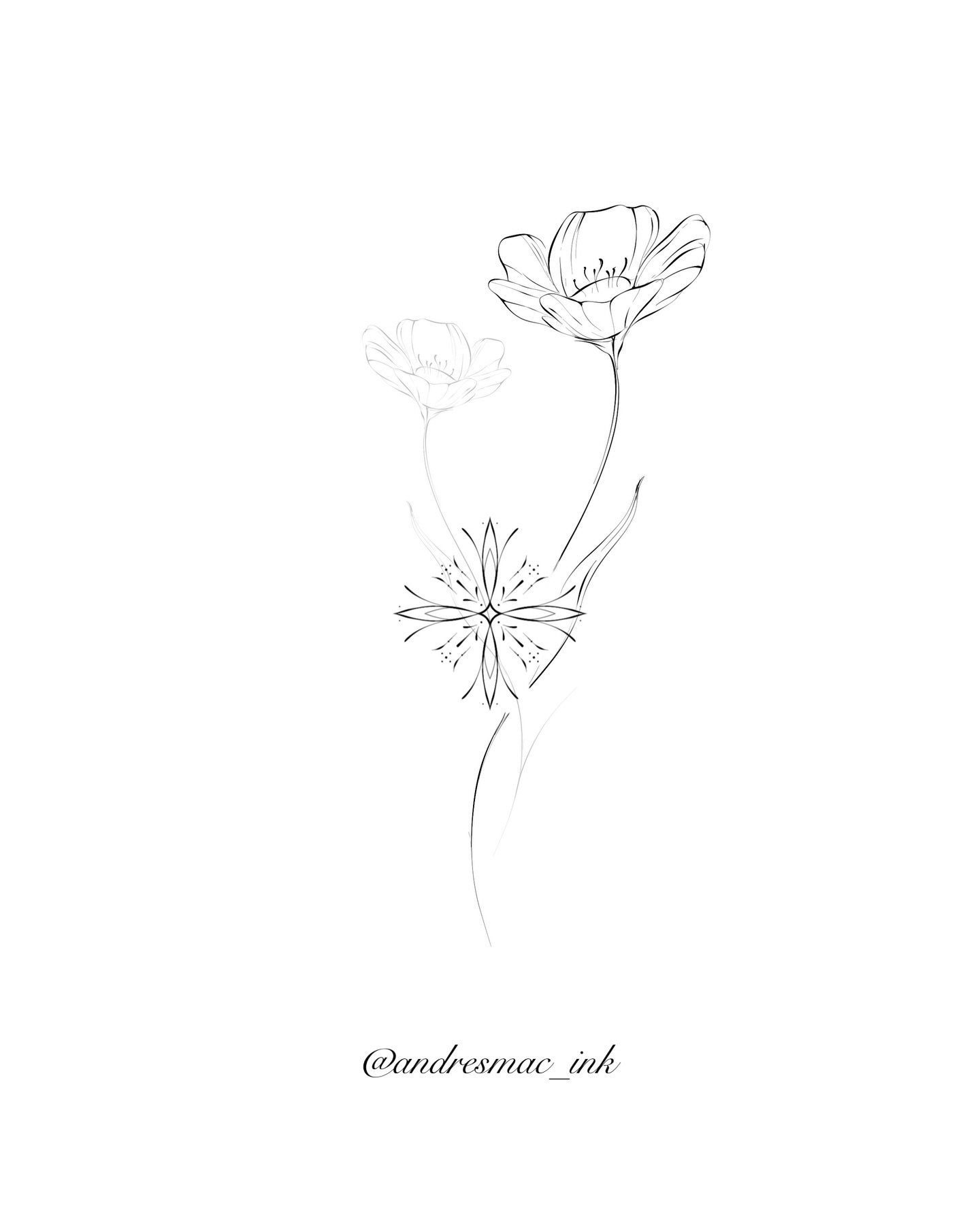 Tatuaje de flor en antebrazo, línea fina Sinkply Madrid