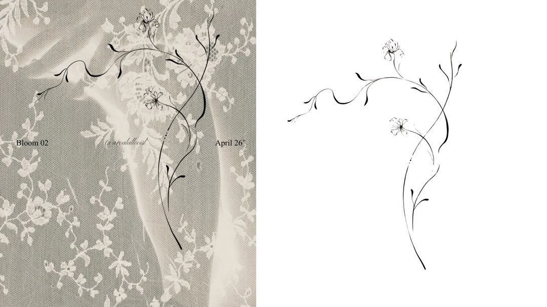 Tatuaje de flor en antebrazo, línea fina Sinkply Madrid