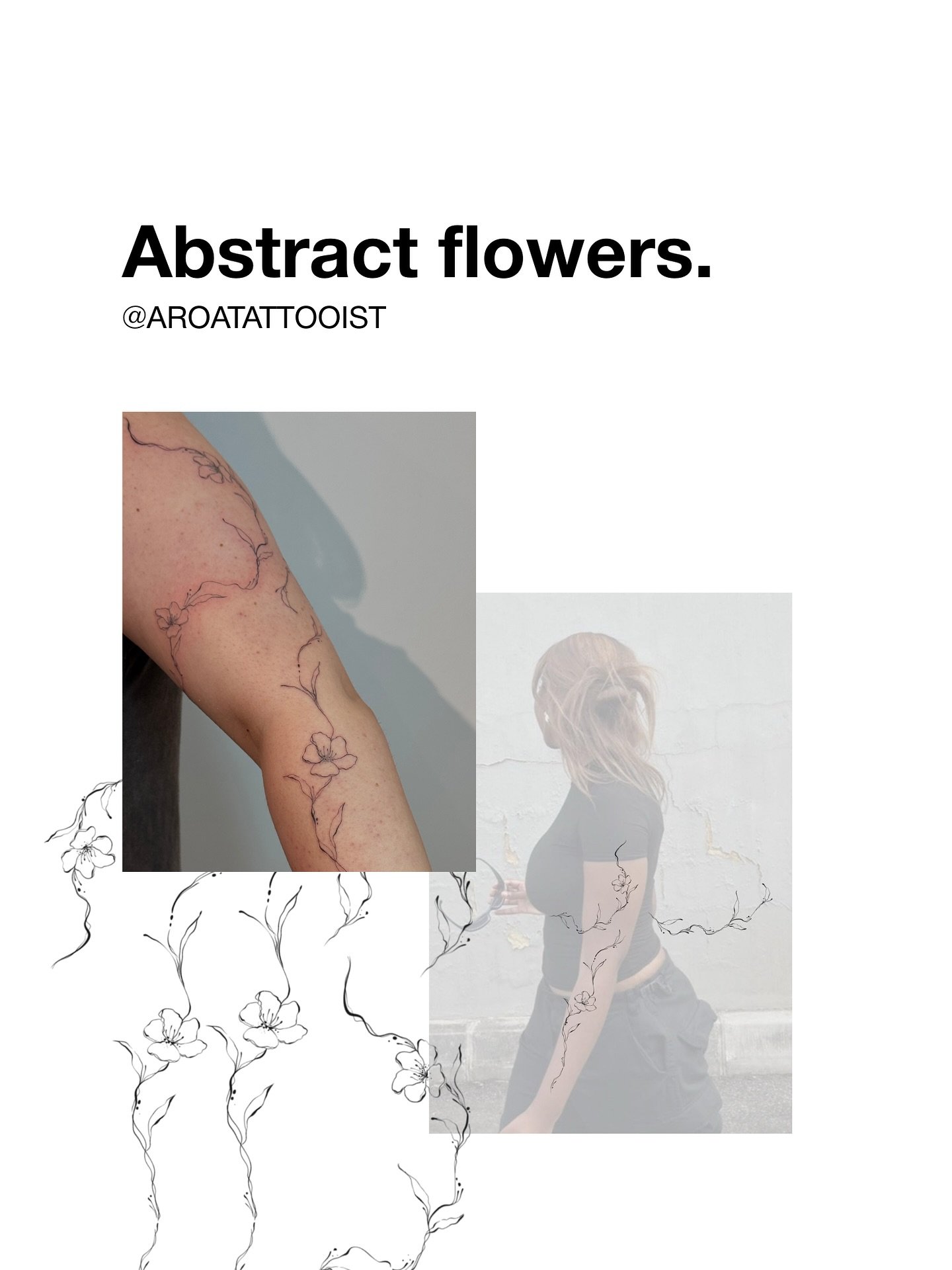 Tatuaje de flor en costilla, línea fina Sinkply Madrid