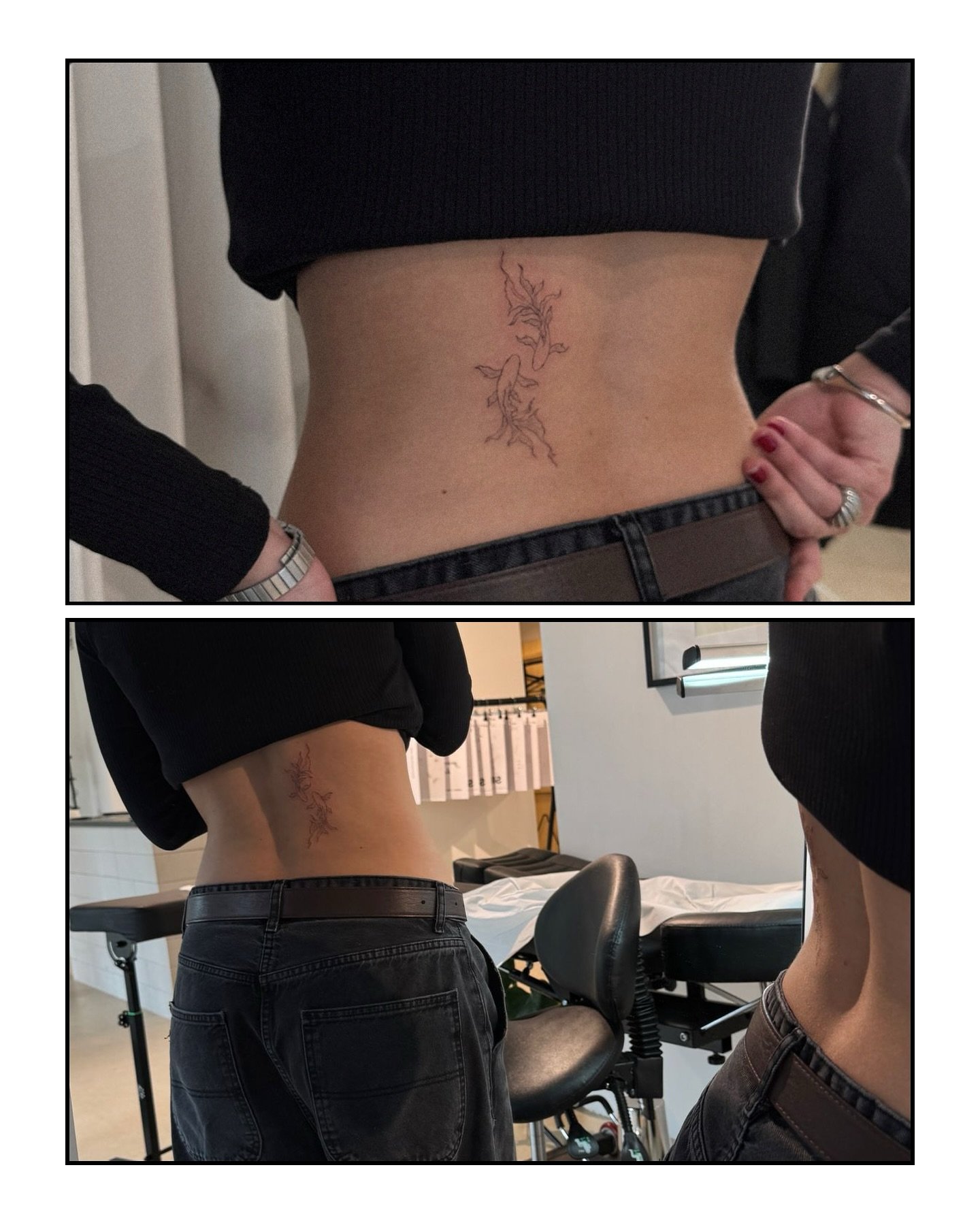 Tatuaje de flor en costilla, línea fina Sinkply Madrid