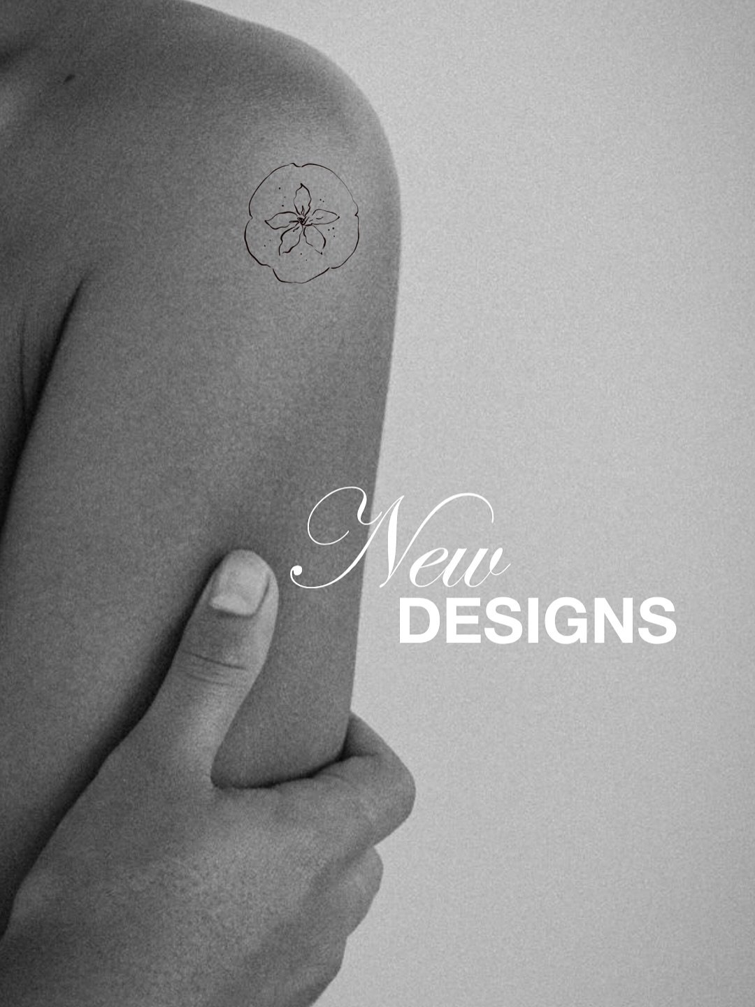 Tatuaje de flor en hombro, línea fina Sinkply Madrid