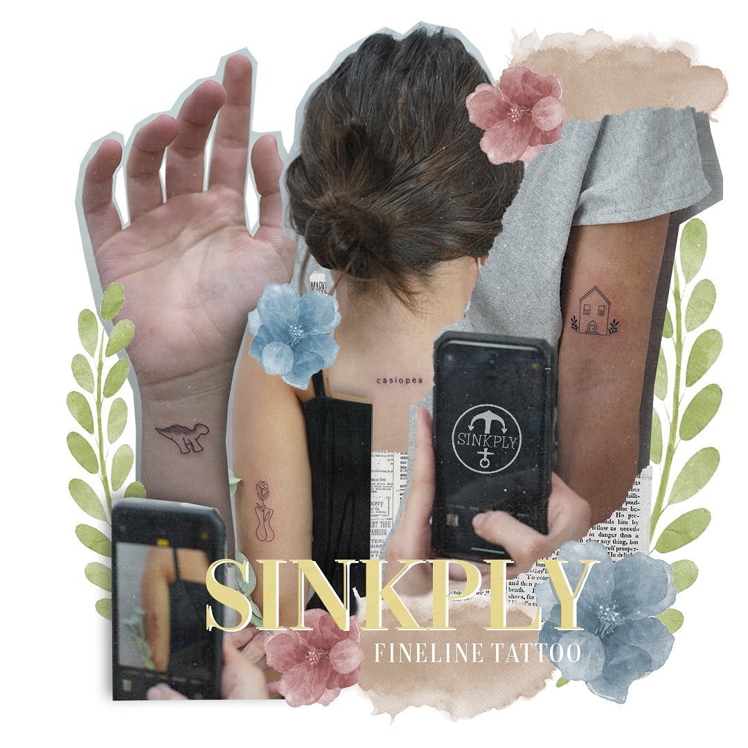 Tatuaje de flor en mano, línea fina Sinkply Madrid