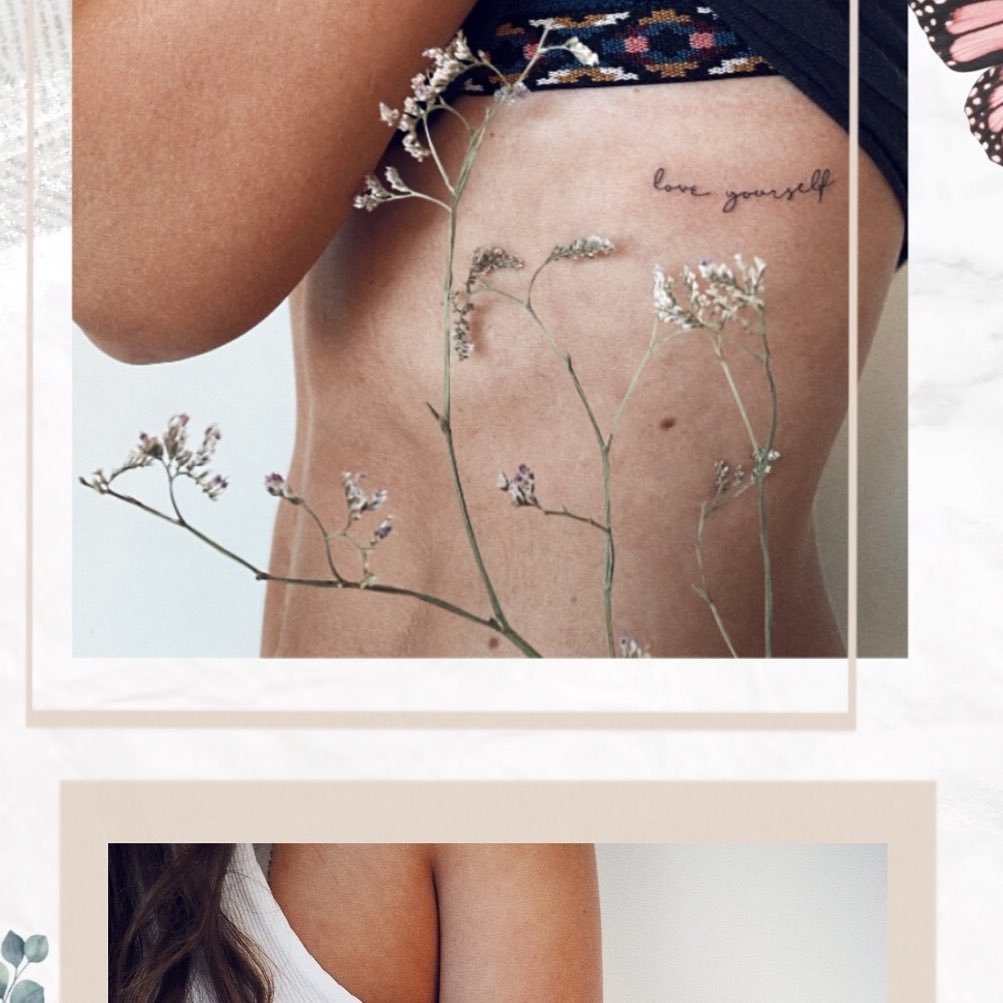 Tatuaje de flor en muslo, línea fina Sinkply Madrid