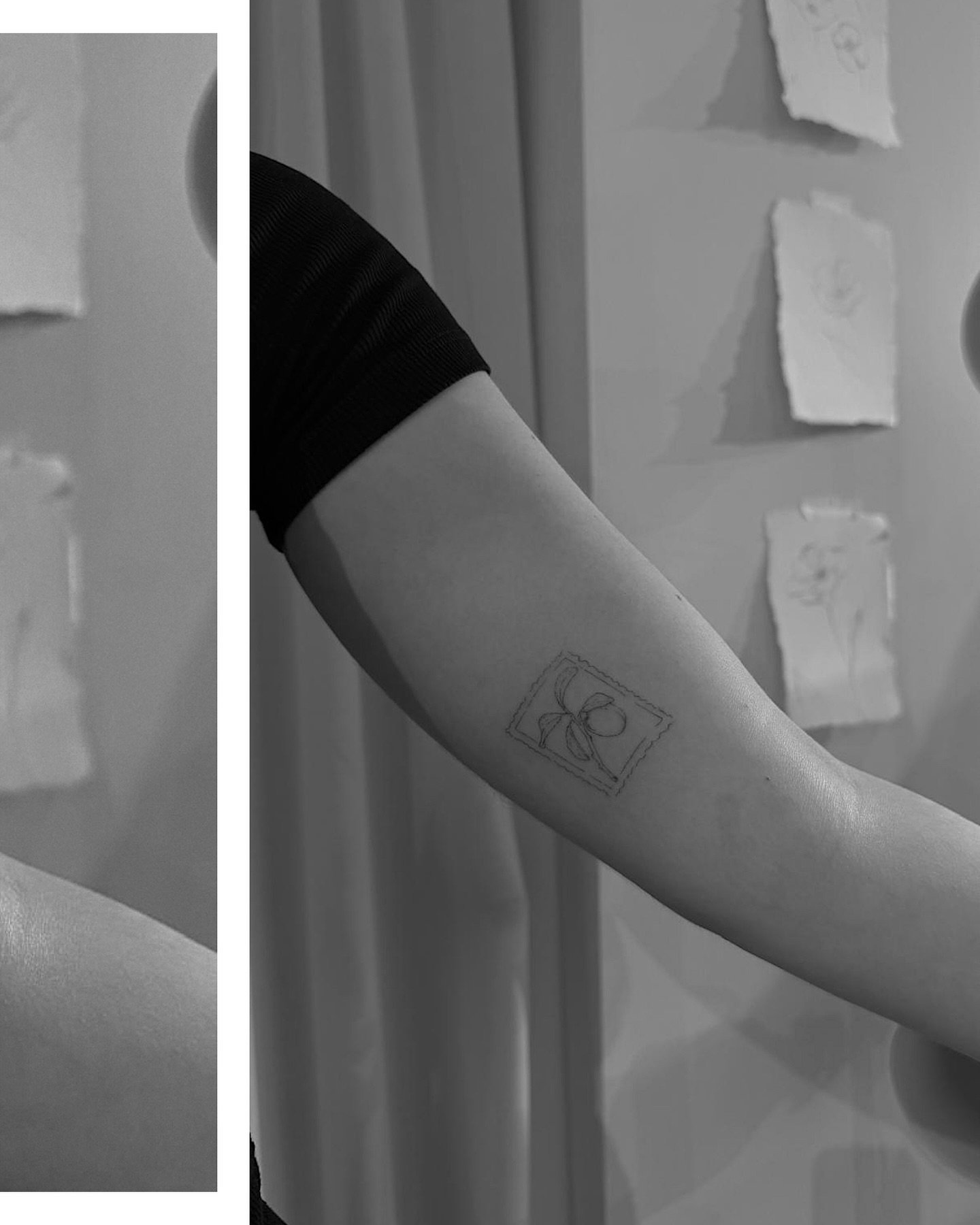 Tatuaje de rama en antebrazo, línea fina Sinkply Madrid