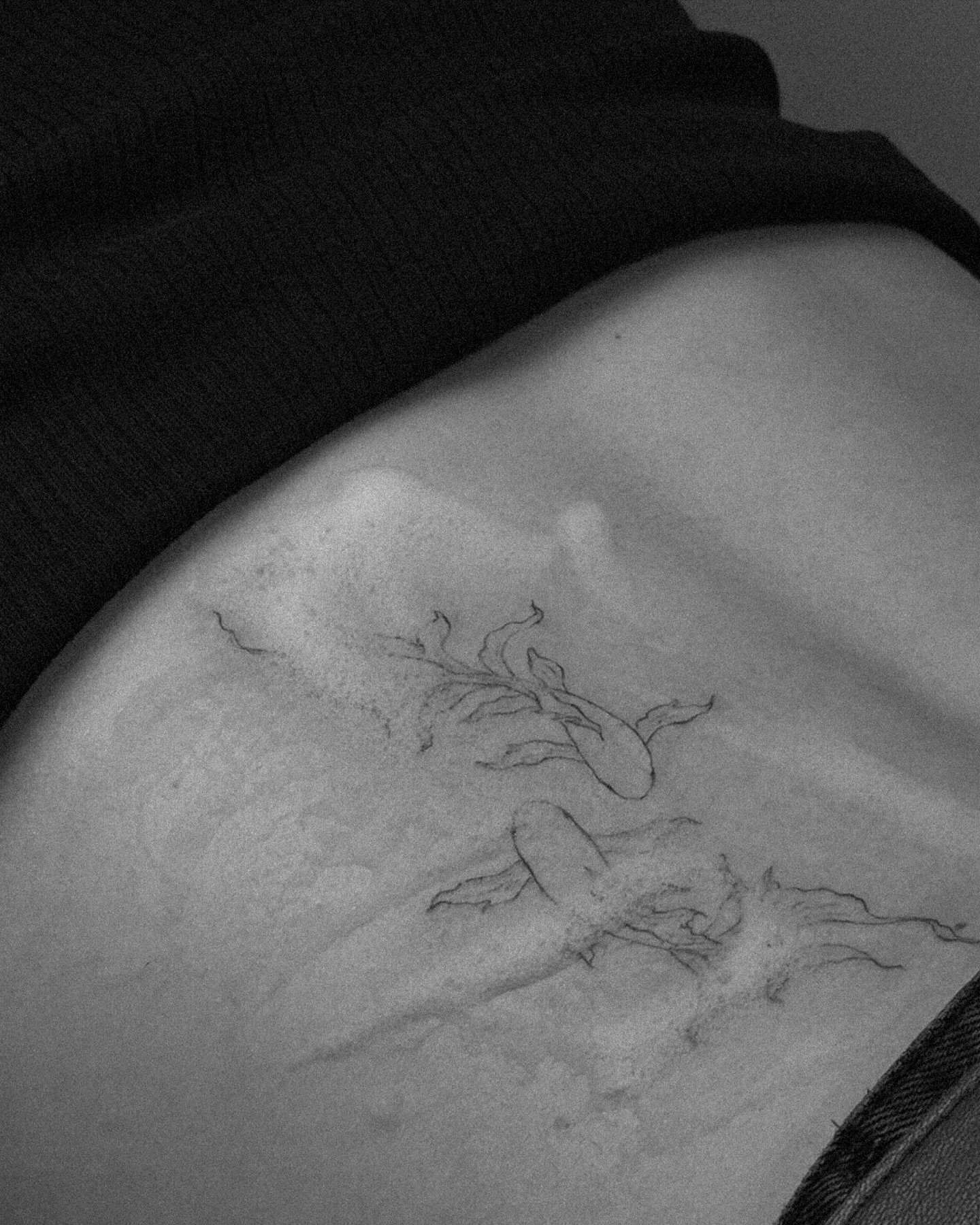 Tatuaje de rama en hombro, línea fina Sinkply Madrid