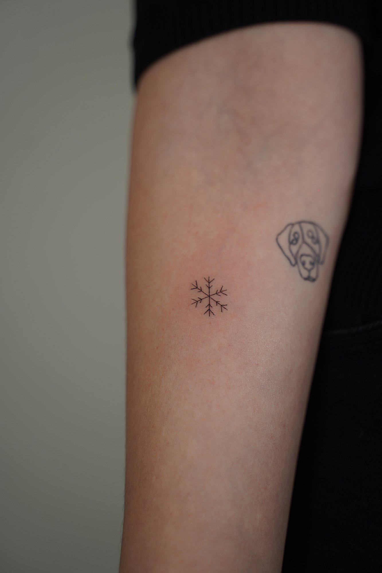 Tatuaje de flor tradicional en hombro, línea fina