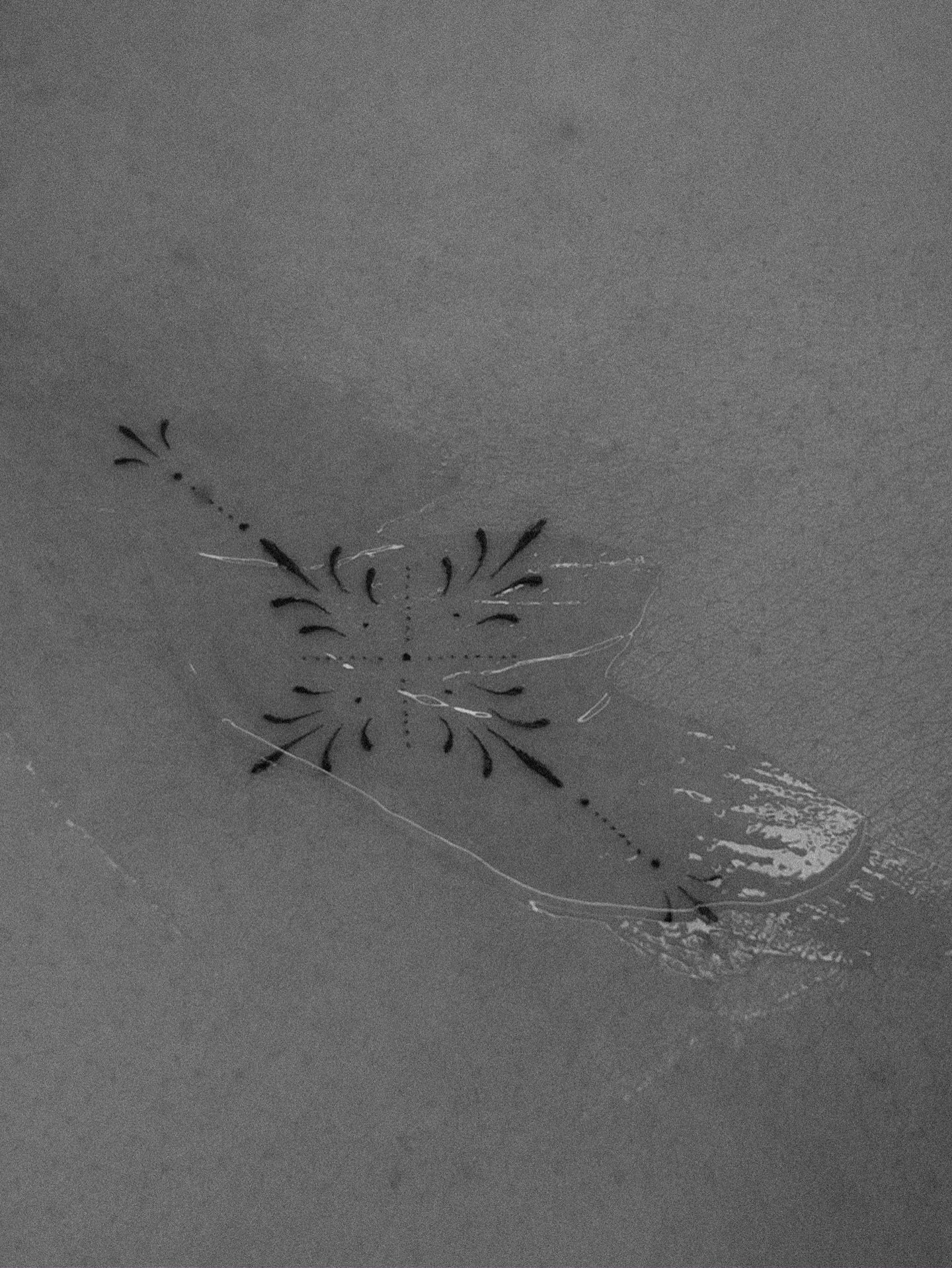 Tatuaje de geometrico en antebrazo, línea fina Sinkply Madrid