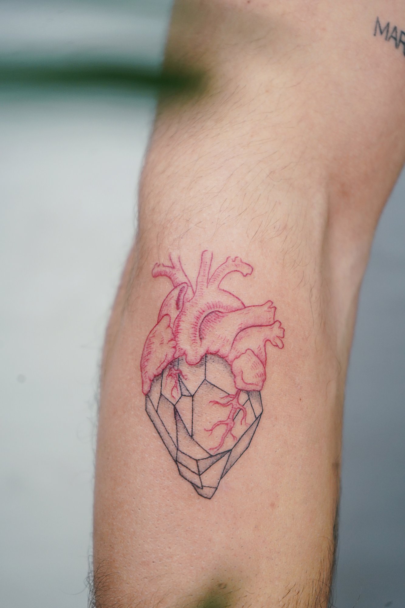 Tatuaje de frase en mano, línea fina
