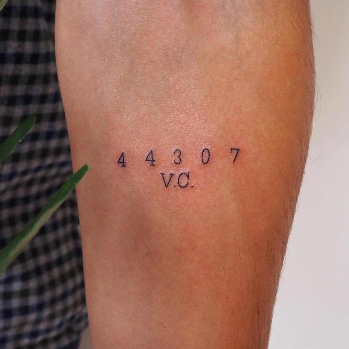 Tatuaje de frase en antebrazo, línea fina Sinkply Madrid