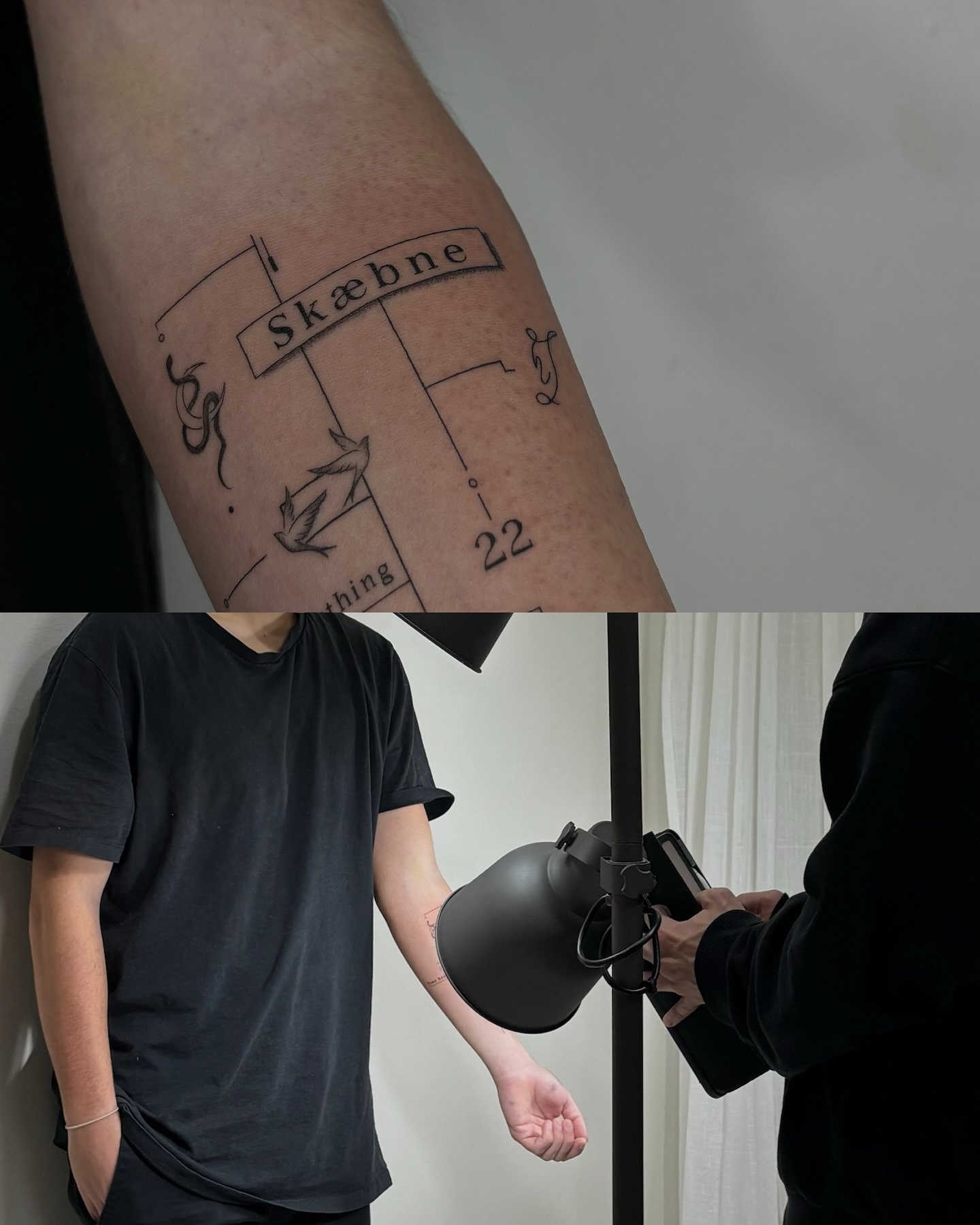 Tatuaje de frase en antebrazo, línea fina Sinkply Madrid