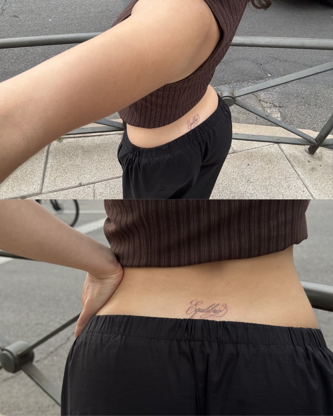 Tatuaje de frase en pie, línea fina Sinkply Madrid