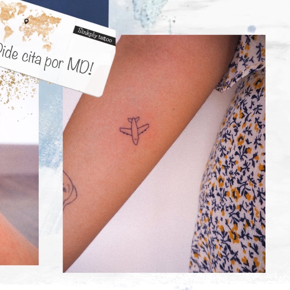 Tatuaje de diseño en antebrazo, línea fina Sinkply Madrid