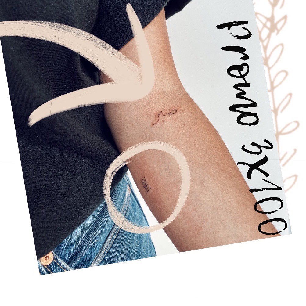 Tatuaje de corazon en antebrazo, línea fina Sinkply Madrid