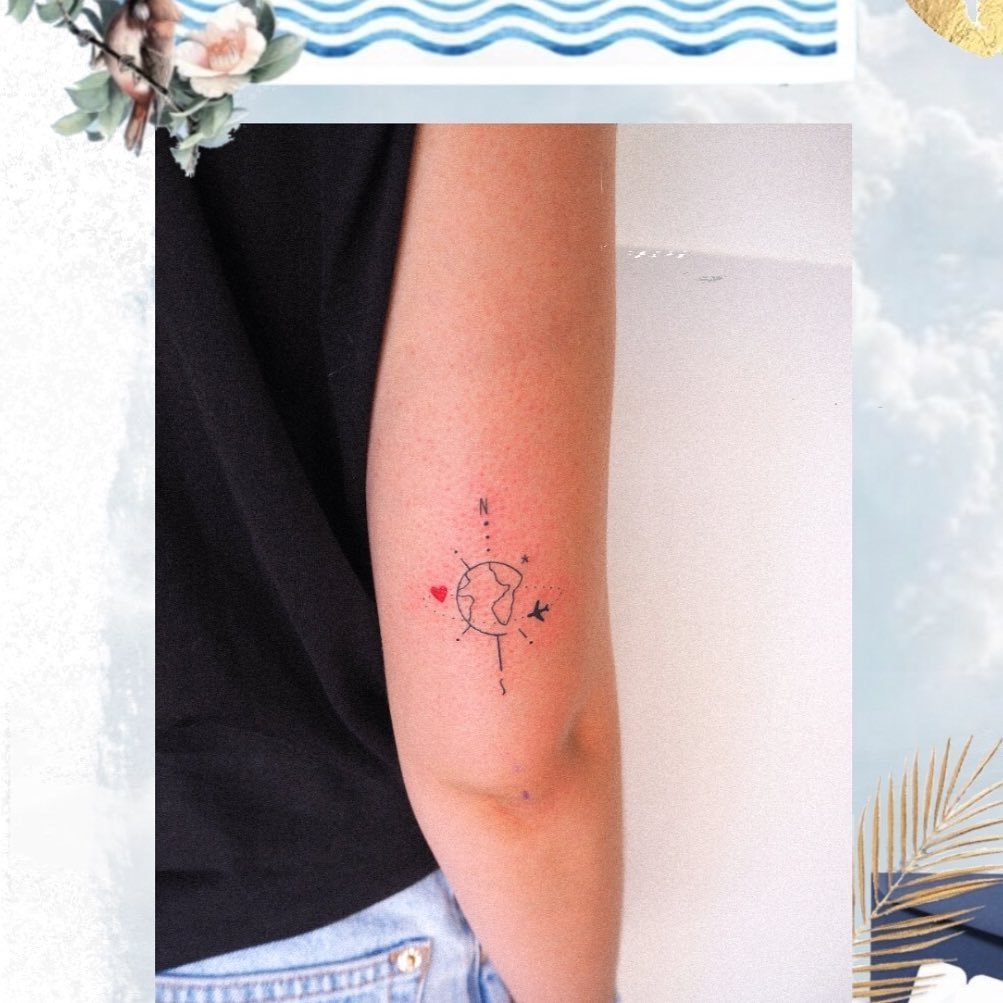 Tatuaje de corazon en antebrazo, línea fina Sinkply Madrid