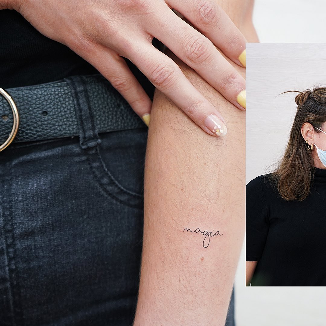 Tatuaje de destellos en antebrazo, línea fina Sinkply Madrid