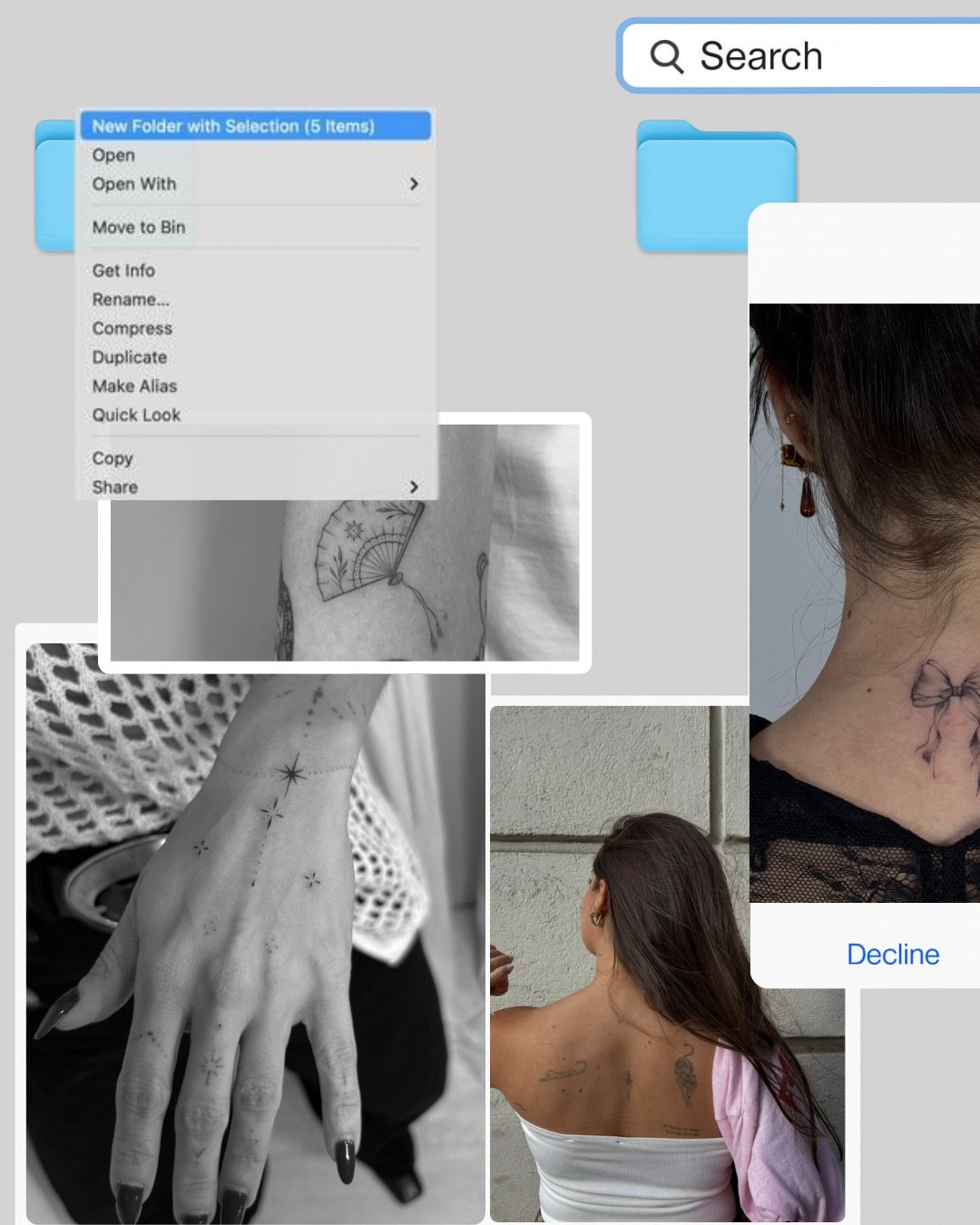 Tatuaje de destellos en antebrazo, línea fina Sinkply Madrid
