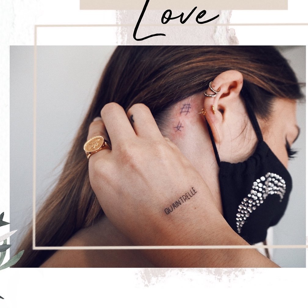 Tatuaje de destellos en cuello, línea fina Sinkply Madrid