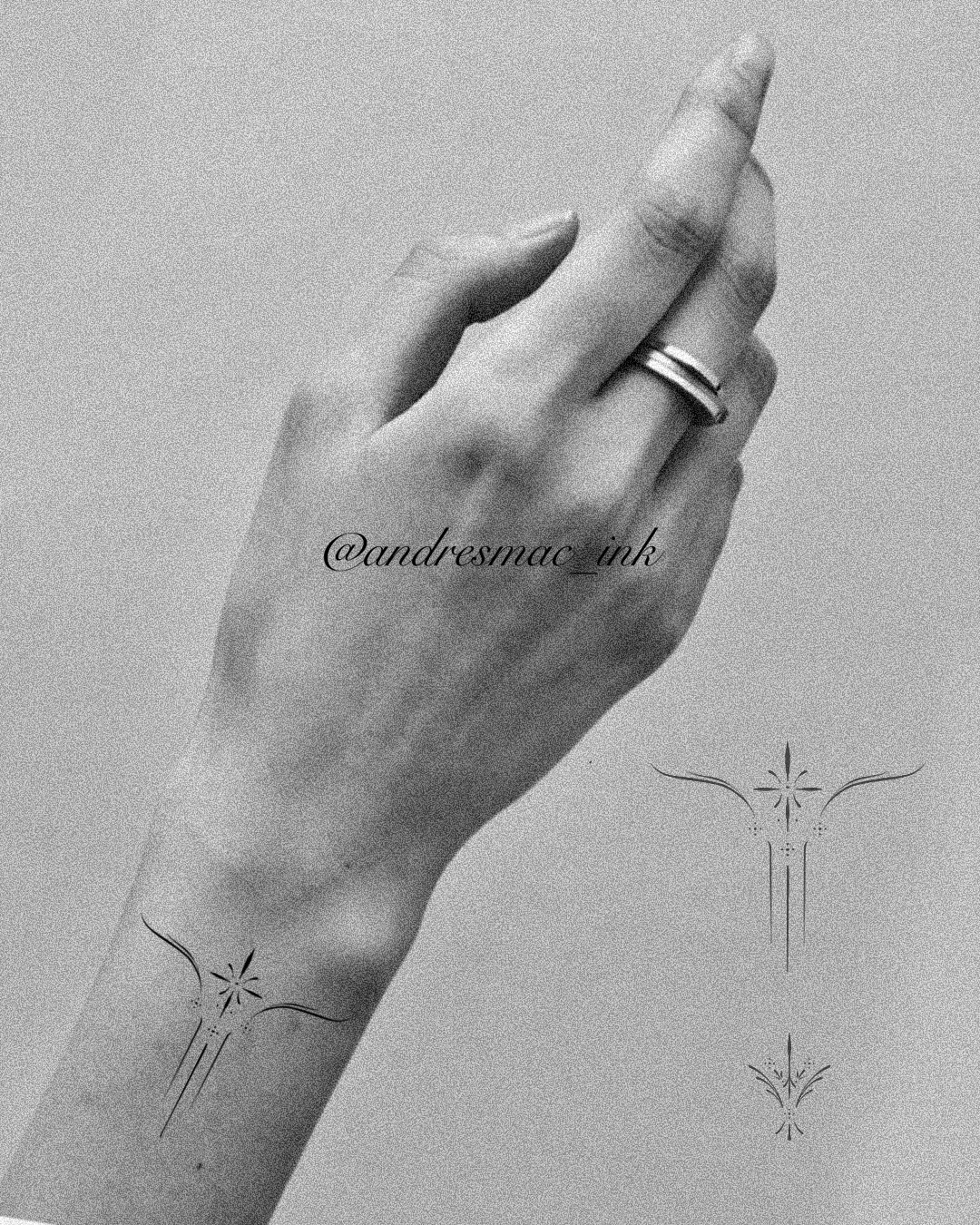 Tatuaje de destellos en mano, línea fina Sinkply Madrid