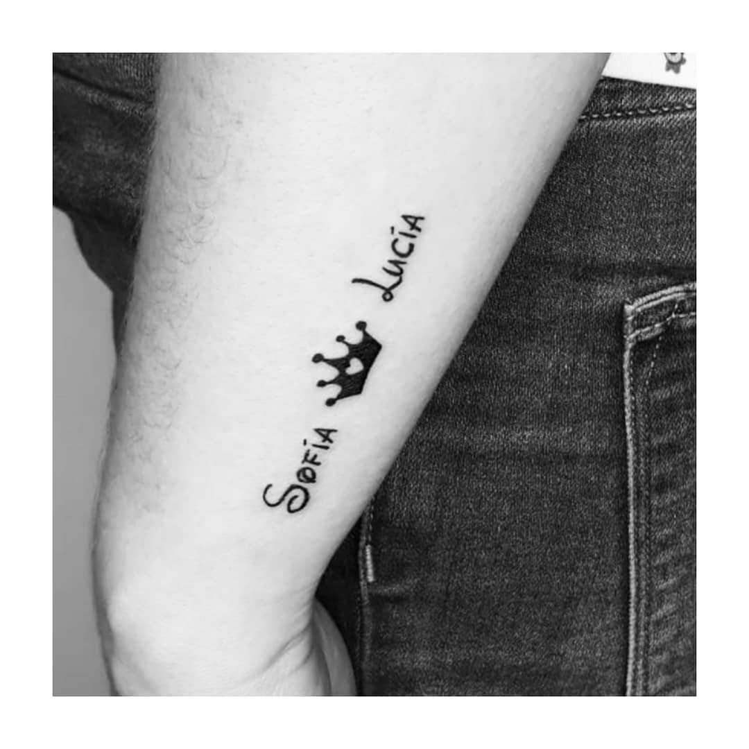 Tatuaje de matching en antebrazo, línea fina Sinkply Madrid
