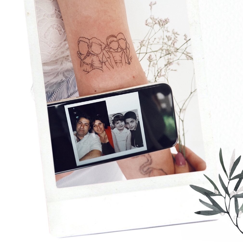 Tatuaje de matching en antebrazo, línea fina Sinkply Madrid