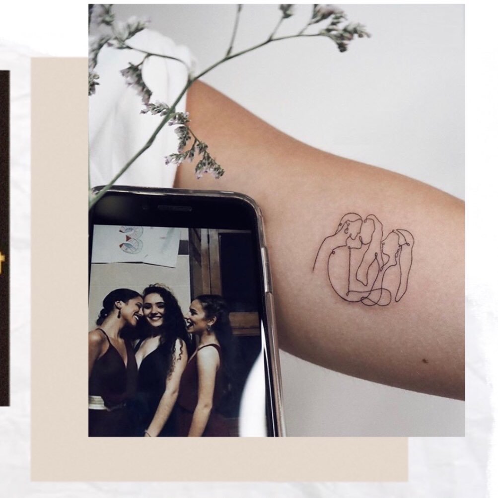 Tatuaje de matching en antebrazo, línea fina Sinkply Madrid