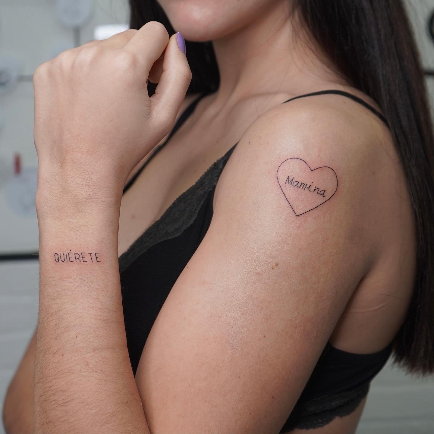 Tatuaje de matching en antebrazo, línea fina Sinkply Madrid