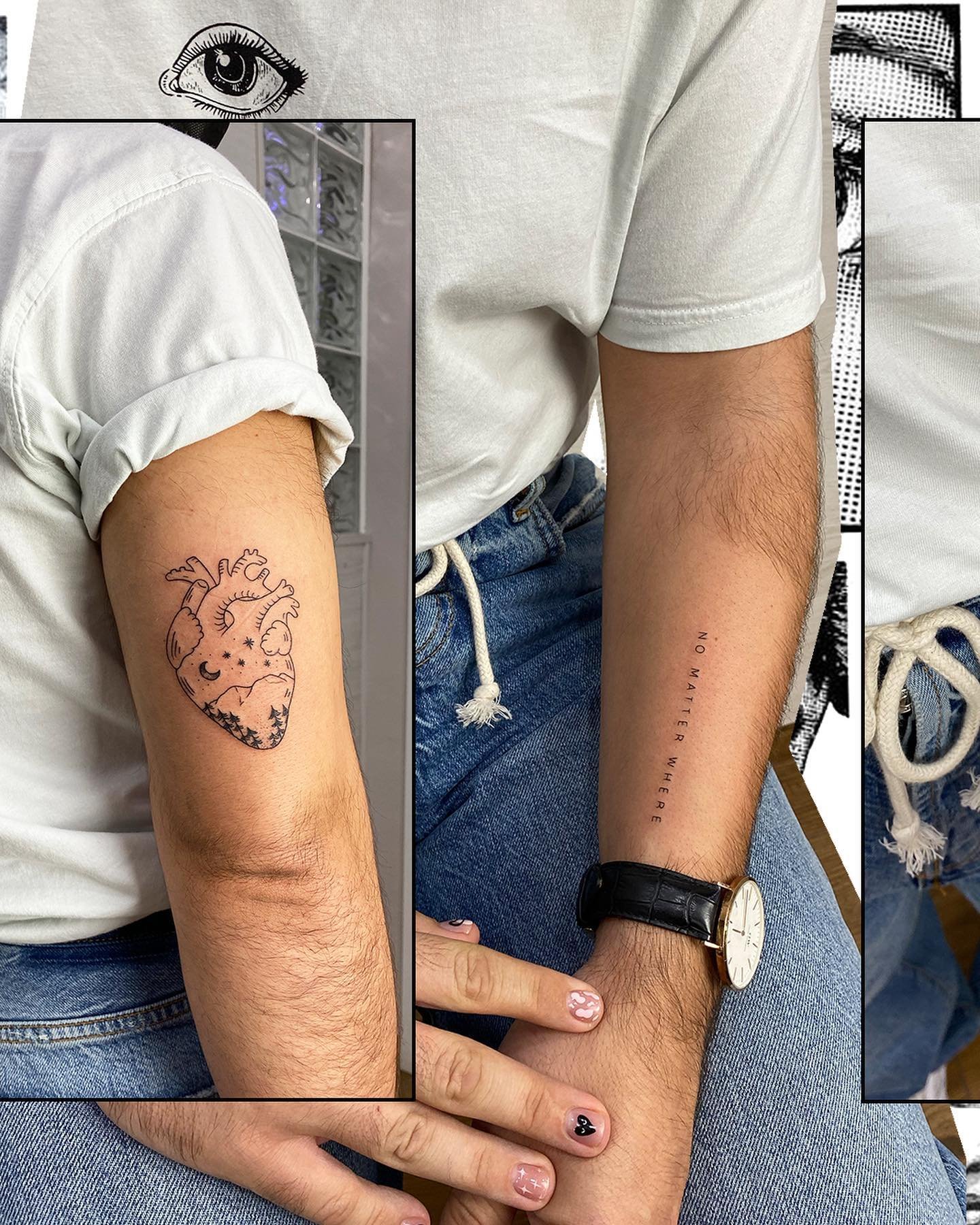 Tatuaje de matching en antebrazo, línea fina Sinkply Madrid