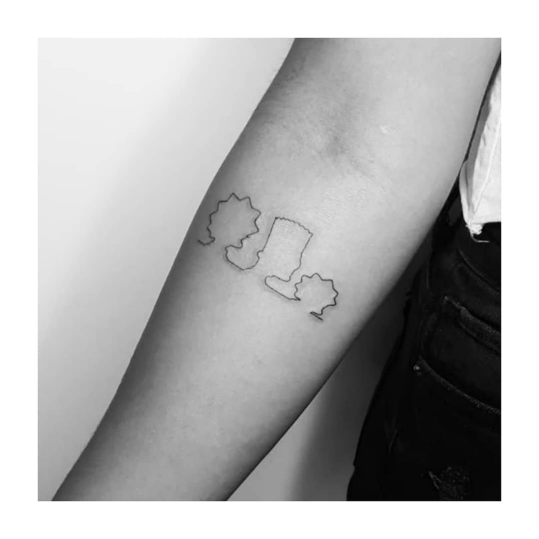 Tatuaje de matching en antebrazo, línea fina Sinkply Madrid