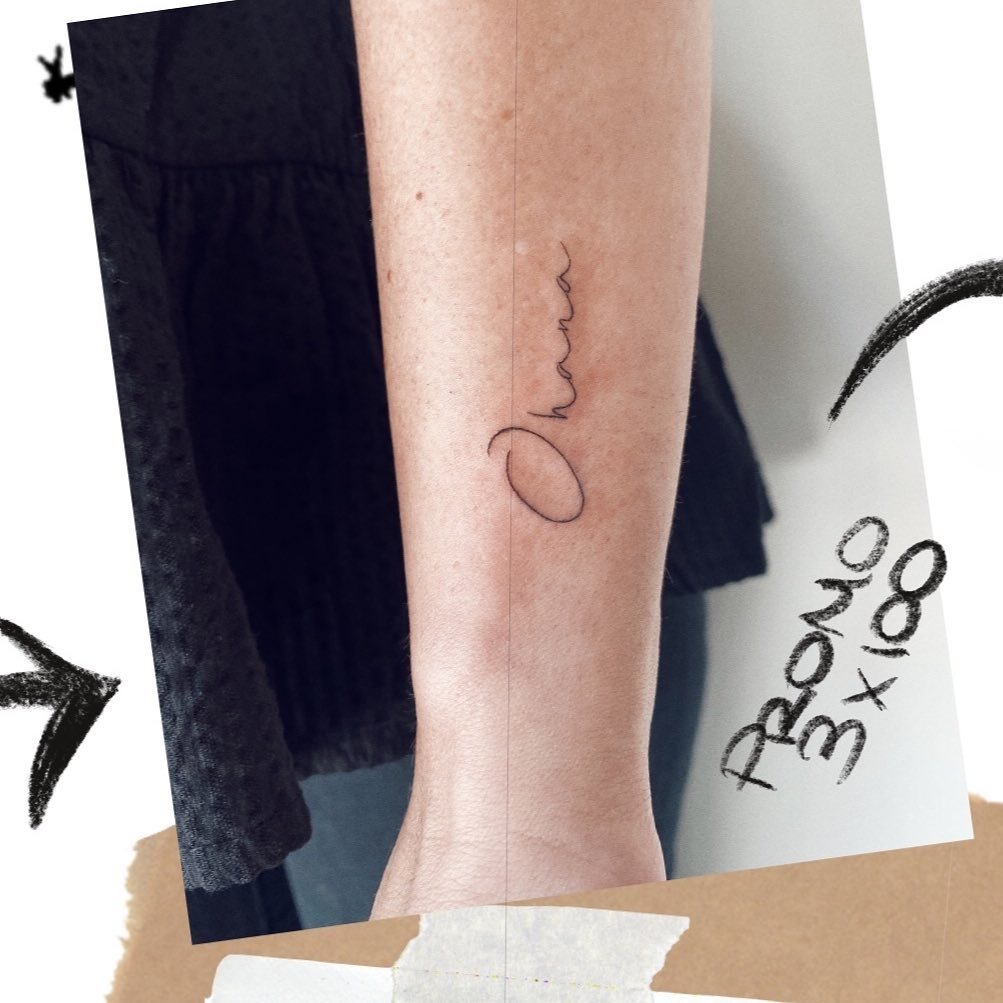 Tatuaje de matching en antebrazo, línea fina Sinkply Madrid