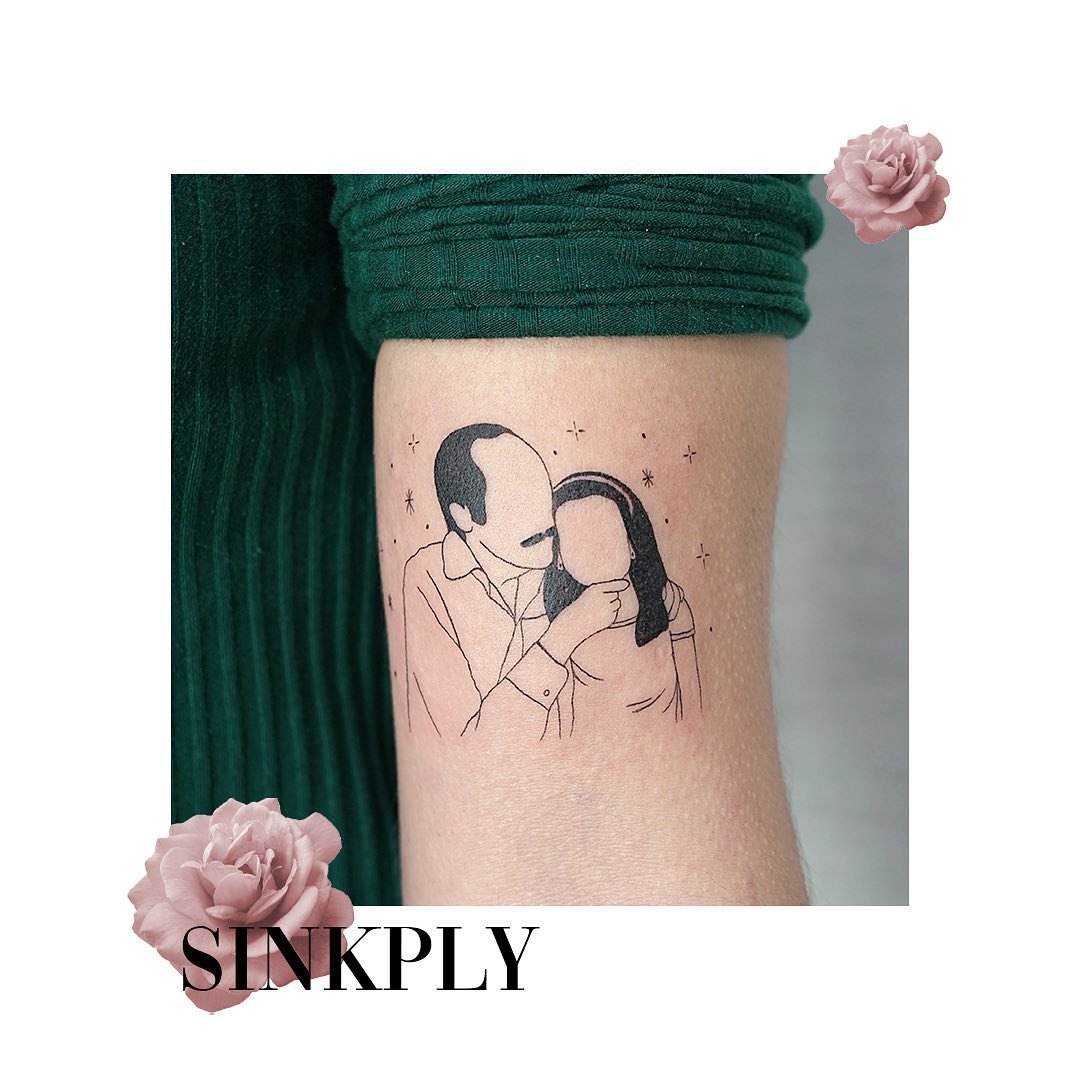 Tatuaje de matching en antebrazo, línea fina Sinkply Madrid
