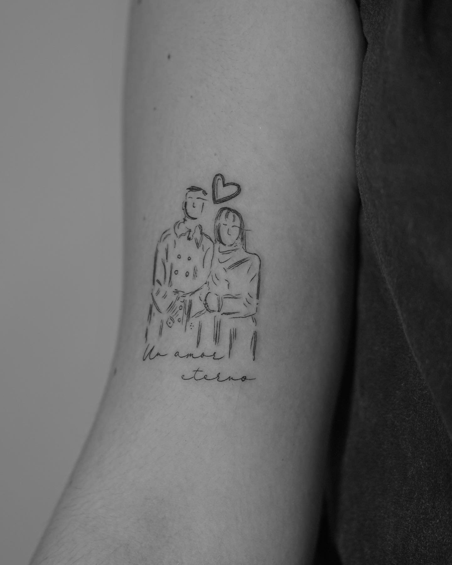 Tatuaje de matching en antebrazo, línea fina Sinkply Madrid