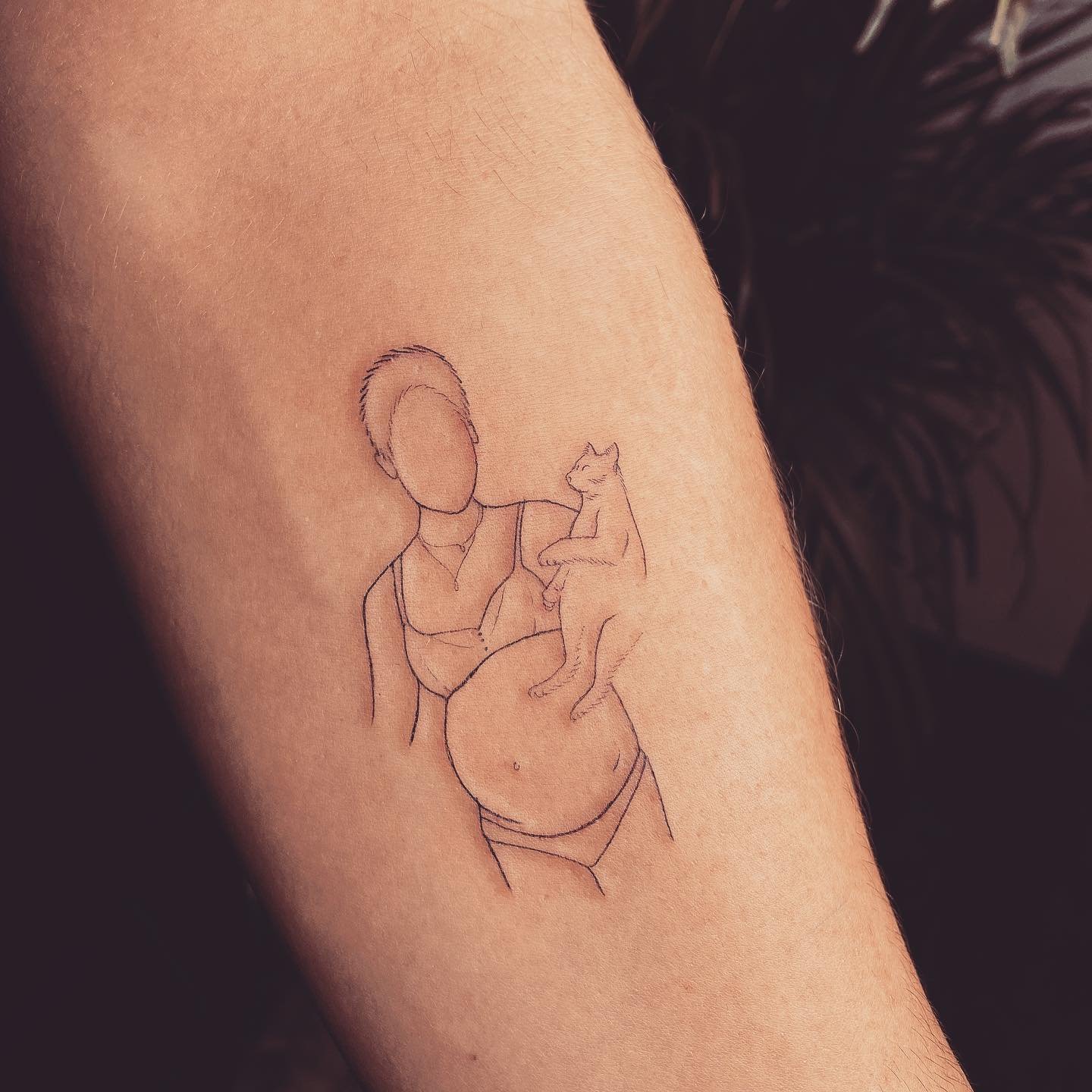 Tatuaje de matching en brazo, línea fina Sinkply Madrid