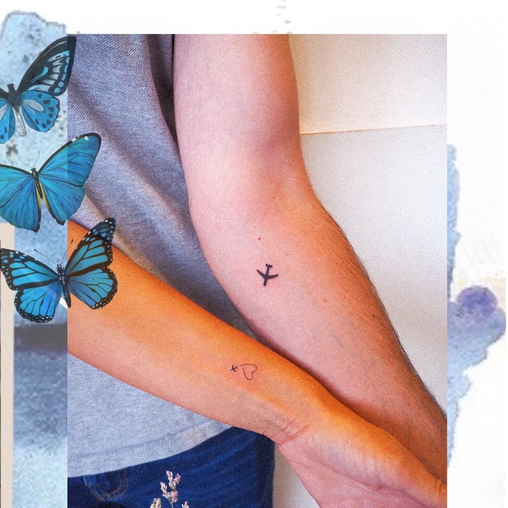 Tatuaje de matching en brazo, línea fina Sinkply Madrid