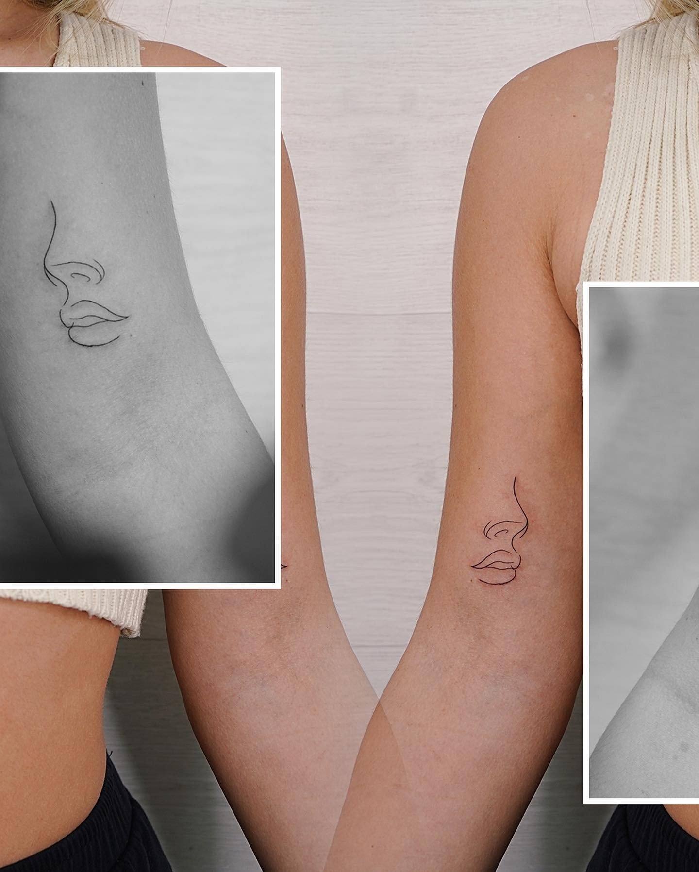 Tatuaje de matching en brazo, línea fina Sinkply Madrid