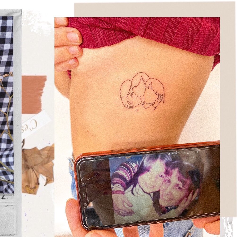 Tatuaje de matching en costilla, línea fina Sinkply Madrid